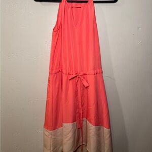 Bar III Coral and Cream Asymmetrical Dress